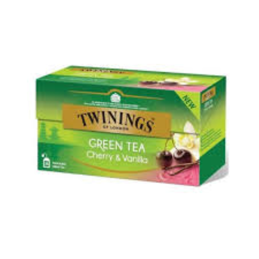 TWININGS GREEN TEA CHERRY & VANILLA 25'S